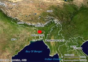 Map showing location of the wettest place on earth