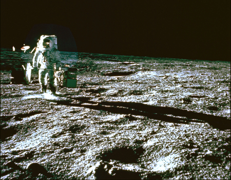 Photo of astronaut walking on the moon