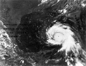 Satellite photo of hurricane Camille in 1969